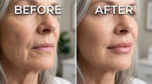Lip filler before and after older woman