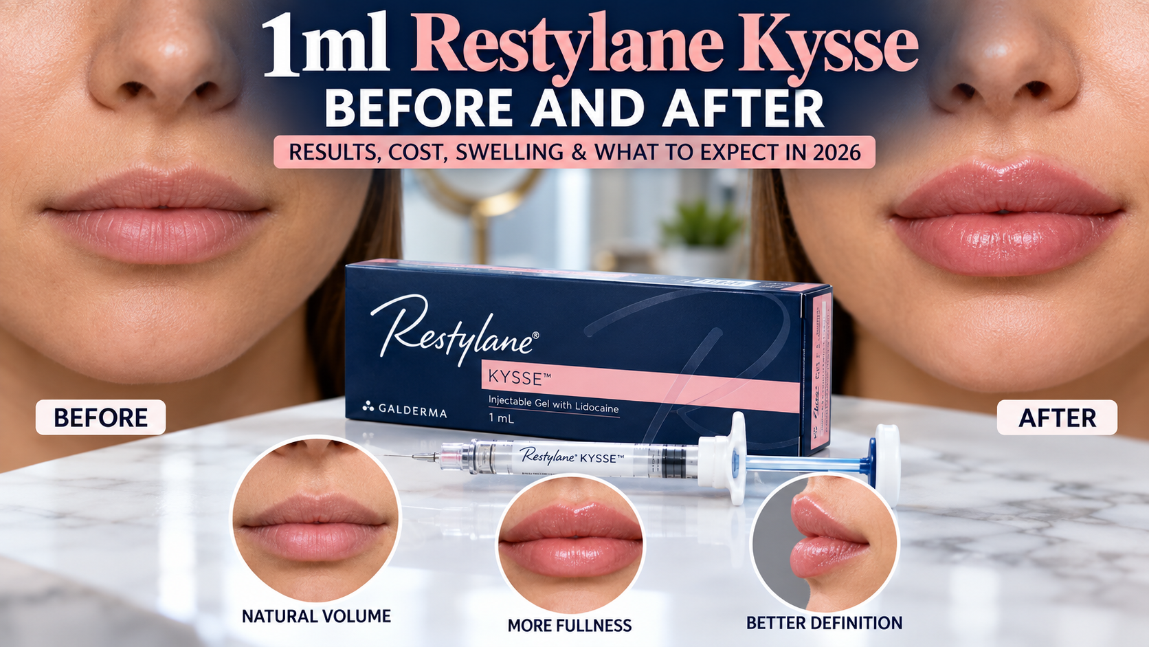 1ml Restylane Kysse Before and After: Results, Cost & Swelling 2026